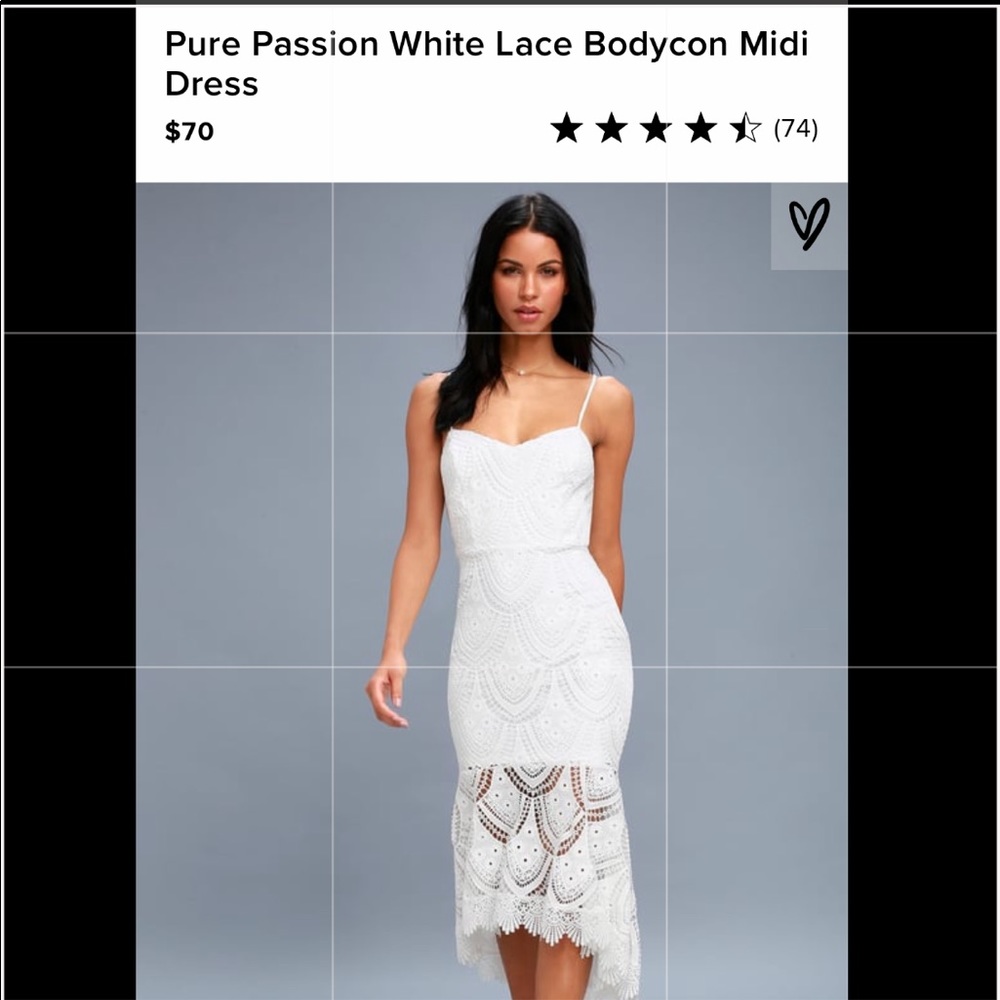 NWT Lulus White Lace Bodycon Midi Dress